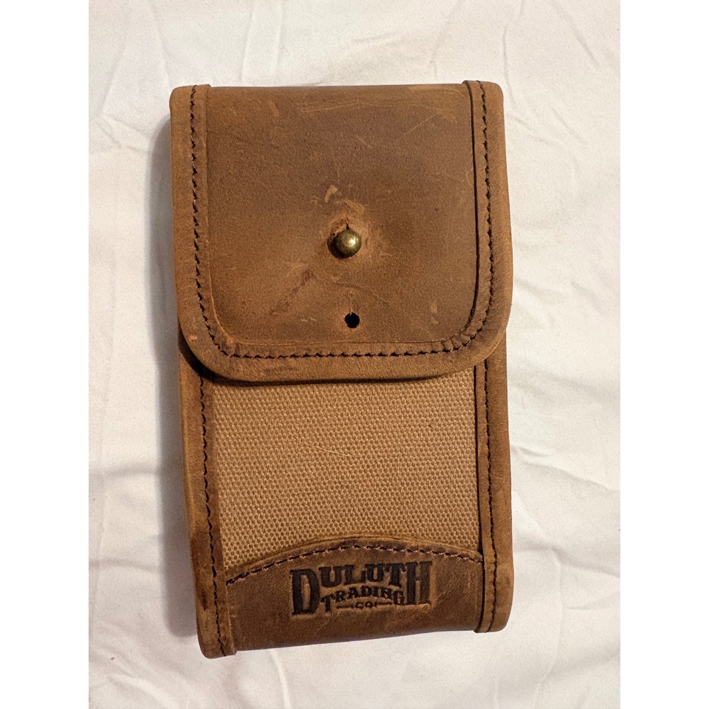 Duluth Trading Co Brown Leather Canvas Cell Phone Holster Belt Pouch Clip